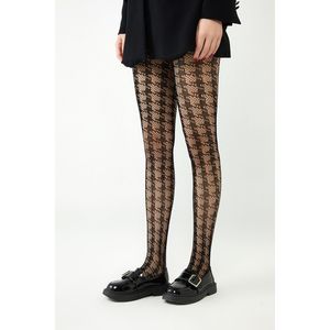 Collants fantaisie en résille noire à un imprimé pied-de-poule