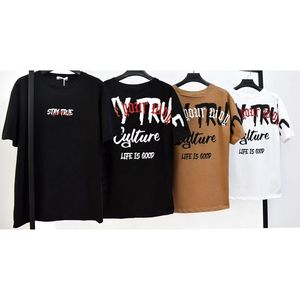 T-shirt en coton extensible uni homme avec motif STAY TRUE