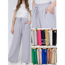 Pantalon coupe palazzo texturé équipé de poches latérales