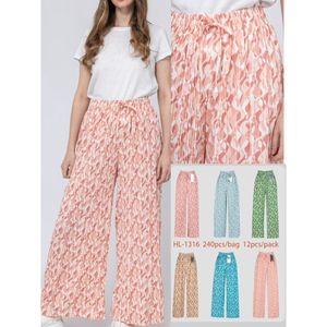 Pantalon palazzo plissé avec des formes graphiques ondulées