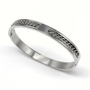 Bracelet en acier inoxydable argenté avec une chaîne intégrée