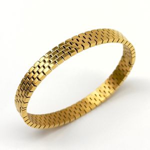 Bracelet en acier inoxydable doré à maillons plats entrelacés