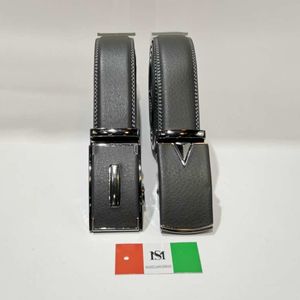 Ceinture boucle automatique en cuir croûte de vachette gris foncé