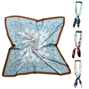 Petit foulard touché soie imprimée bandana bicolore - 3 pièces