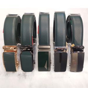 Ceinture automatique avec lanière croûte de cuir lisse sans trous vert foncé