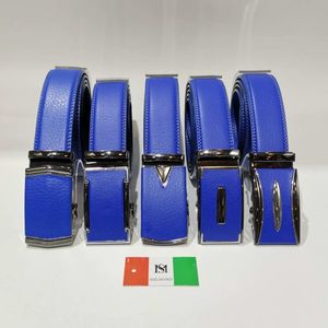Ceinture automatique avec lanière cuir bleu royal