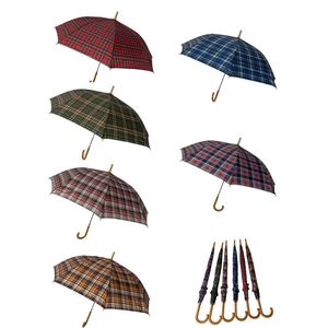Parapluie canne avec motif carreaux et une ouverture automatique