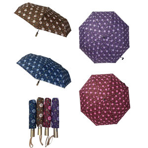 Parapluie pliant automatique avec imprimé de motifs floraux