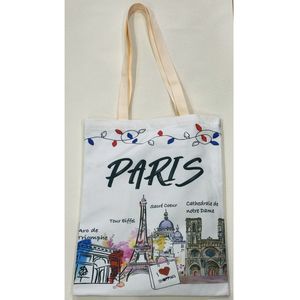 Tote bag en coton blanc Paris avec des monuments emblématiques