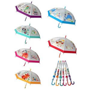 Parapluie cloche enfant automatique à imprimés d'animaux colorés
