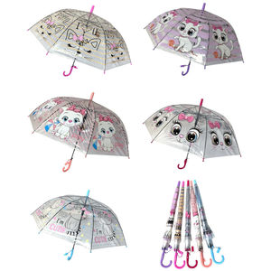 Parapluie cloche transparent automatique enfant à motif chats
