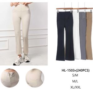 Legging évasé gainant à taille haute avec fermeture devant et de petites poches derrière