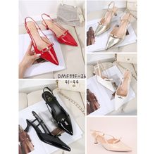 Escarpins slingback vernis à bout pointu et nœud décor grande taille 41-44