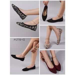 Ballerines plates à bout pointu en maille tricotée imprimée taille 36-41