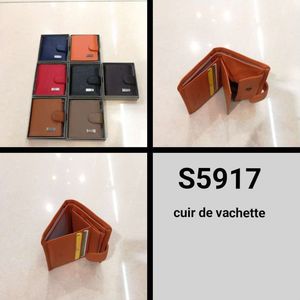 Portefeuille Éléphant d'Or en cuir de vachette avec patte pression
