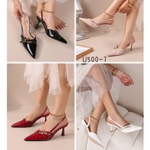 Escarpins slingback à bout pointu et deux brides croisé à boucle doré taille 36 - 41