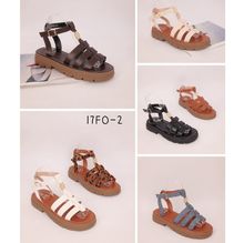 Sandales à semelle épaisse avec brides multiples et décor doré taille 36 - 41