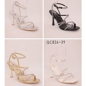 Sandales à talons aiguilles avec des brides ornées de strass taille 36 - 41