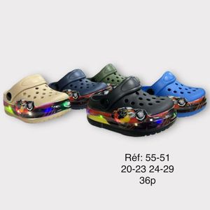 Sandales sabots LED à motif graphique et voiture de course taille 20 à 23