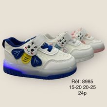 Baskets LED lumineuses abeille à lacets élastiques et scratch pour bébé 20 à 25