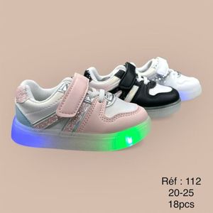 Baskets avec lumières LED et bandes pailletées pour bébé 20 à 25