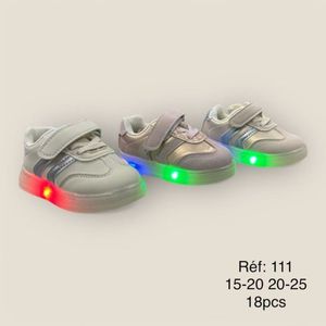 Baskets à LED lumineuses avec lacets et scratch pour bébé 15 à 20