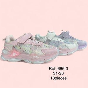 Baskets scintillantes pour fille avec fermetures velcro et lacets