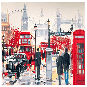 Kits de peinture par numéros 40x30 cm inspiré de la Ville de Londres teintes rouges