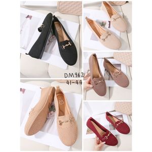 Ballerines en maille tricotée à boucle décorative dorée grande taille 41-44