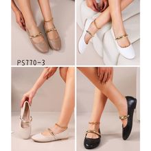 Ballerines en simili cuir avec une bride décorative dorée taille 36-41