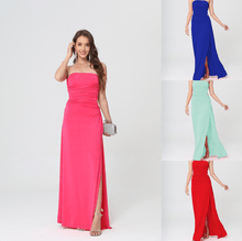 Robe longue bustier fendue avec découpes structurées au dos