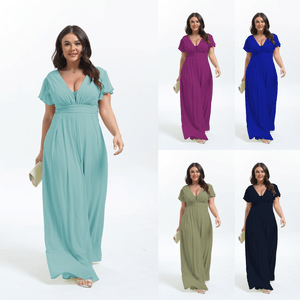 Combinaison pantalon de soirée à décolletée en V pour grande taille