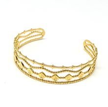 Bracelet jonc manchette doré ouvert à motif géométrie bohème