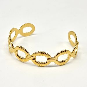 Bracelet jonc manchette doré ouvert à motifs de maillons de chaîne