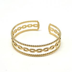 Bracelet Jonc  en acier inoxydable structuré en trois bandes distinctes