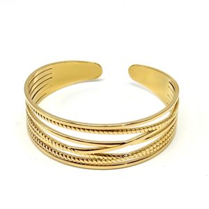 Bracelet Jonc à plusieurs fines bandes en acier inoxydable doré