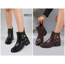 Bottines à talon carré bas avec une boucle en forme de "D" dorée taille 36 - 41