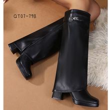 Bottes  en similicuir élégantes à rabat amovible et détail métallique taille 36 - 41