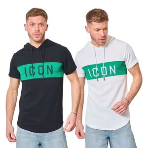 T-shirt à capuche avec écriture "ICON"
