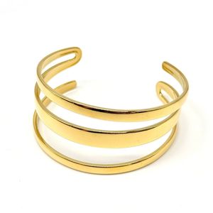 Bracelet jonc doré en acier inoxydable à 3 bandes parallèles