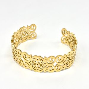 Bracelet manchette ouverte doré en acier inoxydable en arabesque