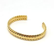 Bracelet jonc doré en acier inoxydable à motif tressé sur les bords