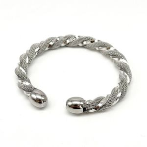 Bracelet en acier inoxydable à brins argentées enroulés façon spirale