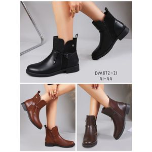 Bottines bimatière à lanières nouées et un bouton décor grande taille 41-44