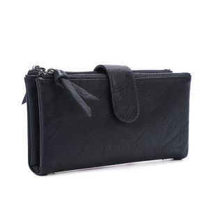 Portefeuille en simili cuir à rabat et compartiment double zippé