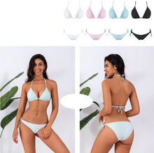 Maillot de bain deux pièces bretelles imprimé broderie anglaise
