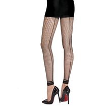 Collants résille sans pied à couture verticale arrière et cheville en dentelle