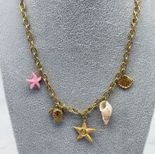 Collier avec breloques à thème marin en acier inoxydable