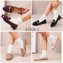 Mocassins bi-matière en suédine et PU vernis à chaîne dorée strass taille 36-41