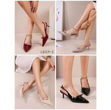 Escarpins slingback pointus en PU verni à petit talon et nœud décor taille 36-41